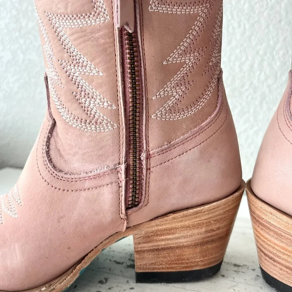 Lane SMOKESHOW Womens Cowboy Boots 5 Pink Leather Western Cowgirl Mid Calf Tall - Picture 10 of 14